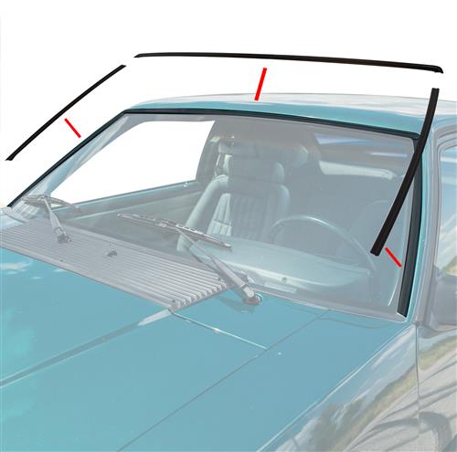 Mustang Front Windshield Molding Kit Black (79-93) Coupe/Hatchback E7ZZ-6103144