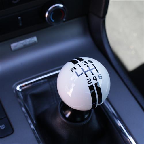 Mustang GT500 Style Shift Knob White w/ Black Shift Pattern (1114)