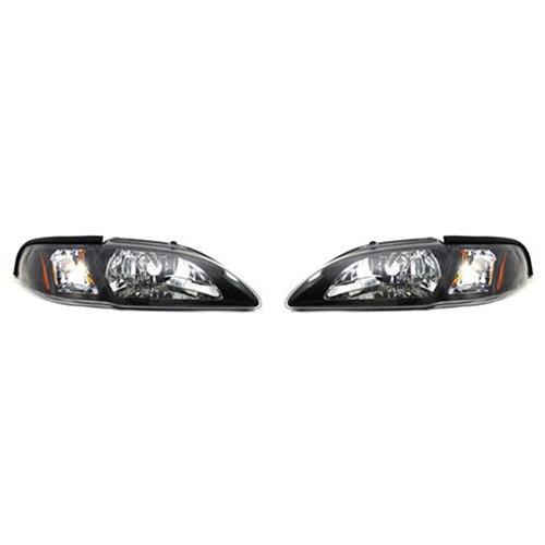 Cobra Fits 1994-1998 Ford Mustang Pair Head Lights Driver and RH-Bulbs Incl 