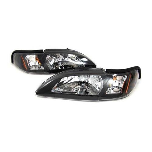 For 1994-1998 Ford Mustang Head Lamps Corner Lights Black 94-98 Replacement