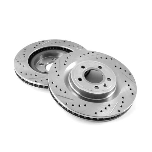 For 2015 2016 2017 Ford Mustang S550 Front and Rear Drilled Slotted Brake Rotors