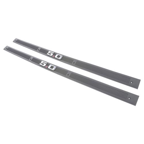 1979-1993 Mustang 5.0 Emblem Scuff Plates - Smoke Gray
