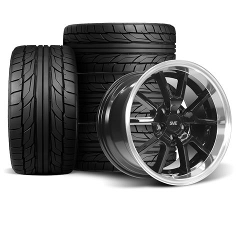 SVE Mustang FR500 Wheel & Tire Kit 17x9/10.5 Black w/ Machined Lip Nitto G2 Tires (9404)