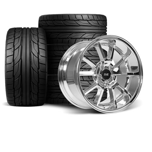 SVE Mustang FR500 Wheel & Nitto Tire Kit - 17x9/10.5 - Chrome (94-04)