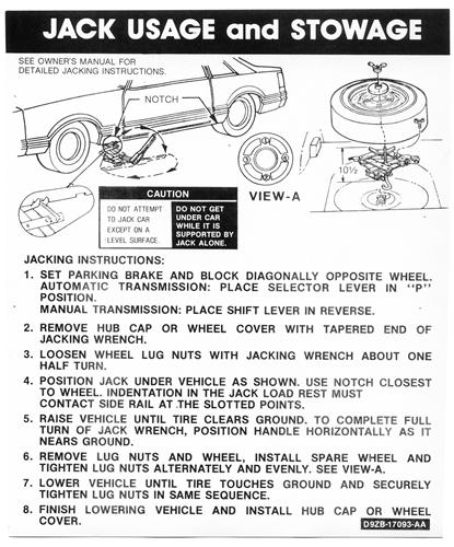 1979-81 Mustang Coupe Jack Instructions Decal