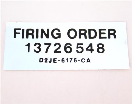 1982-85 Mustang Distributor Firing Order Decal 5.0