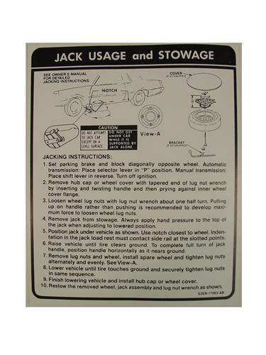 1982-93 Mustang Jack Instructions Decal