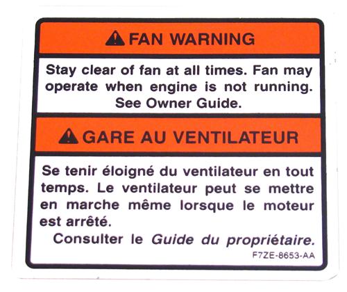 1997-00 Mustang Fan Warning Decal