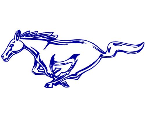 Mustang Running Pony Decal - LH - 12"  - Blue