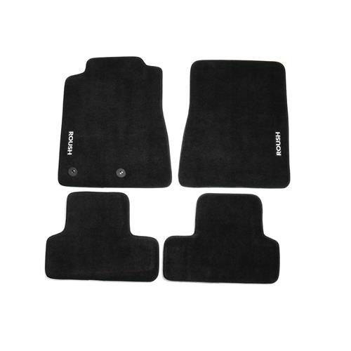 Roush Mustang Floor Mats Black W Gray Embroidery 11 14 421118