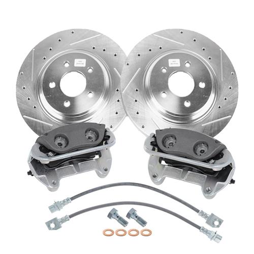 thumbnail interactive-video image 1 of G-Coated Drilled & Slotted Performance Brake Rotors – Front Pair Kit, AM Autoparts 1 of 2