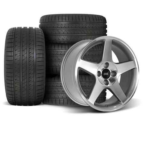 SVE Mustang 2003 Cobra Style Wheel & Tire Kit - 17X9/10 - Machined (79-93) Sumitomo HTR Z5
