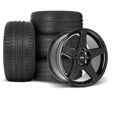 1979-93 Mustang SVE 2003 Cobra Wheel & Tire Kit - 17x9 - Black Sumitomo HTR Z5