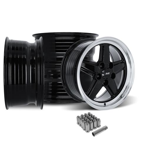 SVE Mustang 5 Lug S89 Wheel Kit - 17x8/9 - Black (79-93)