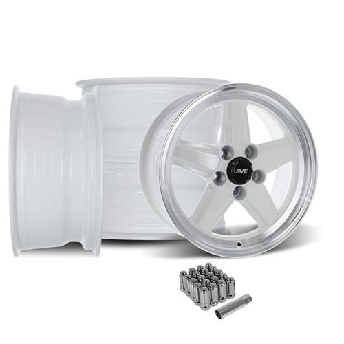 SVE Mustang 5 Lug S89 Wheel Kit - 17x8/9 - White (79-93)