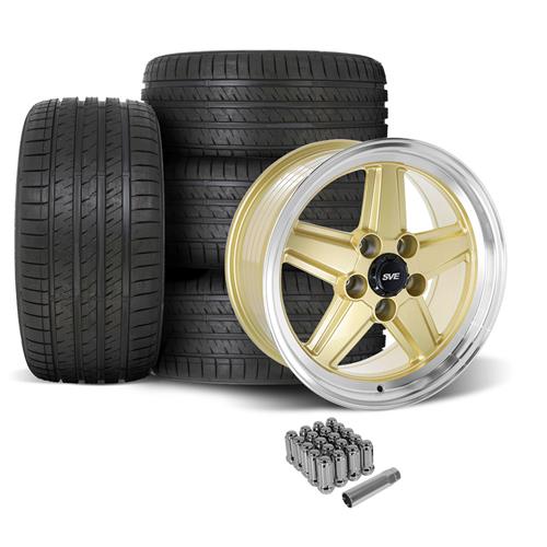 SVE Mustang 5 Lug S89 Wheel & Sumitomo Tire Kit - 17x8/9 - Gold