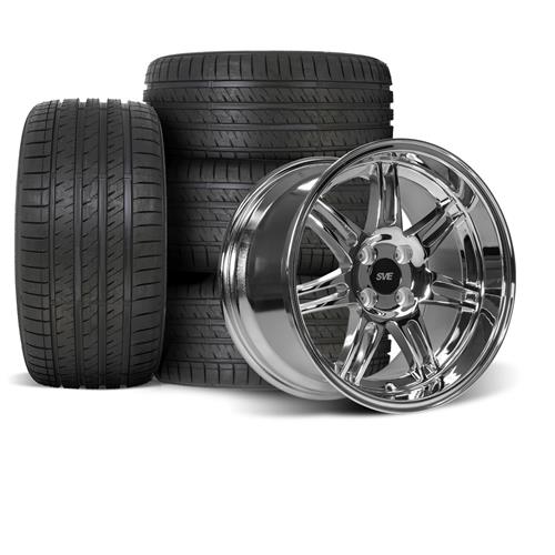 SVE Mustang Anniversary Wheel & Tire Kit - 17x9/10 - Chrome (79-93) Sumitomo HTR Z5