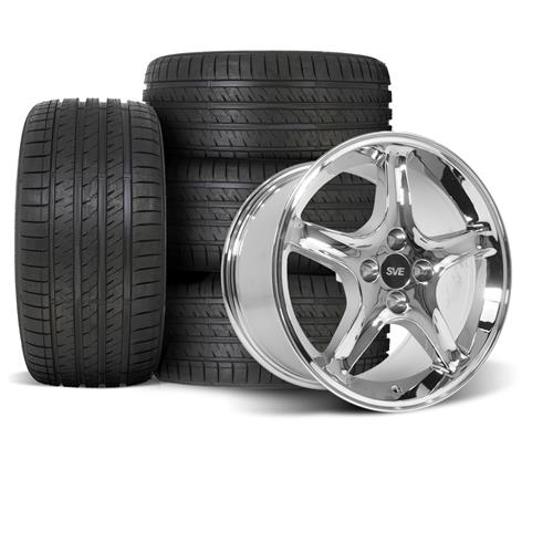 SVE Mustang Cobra R Wheel & Tire Kit - 17x9 - Chrome (79-93) Sumitomo HTR Z5