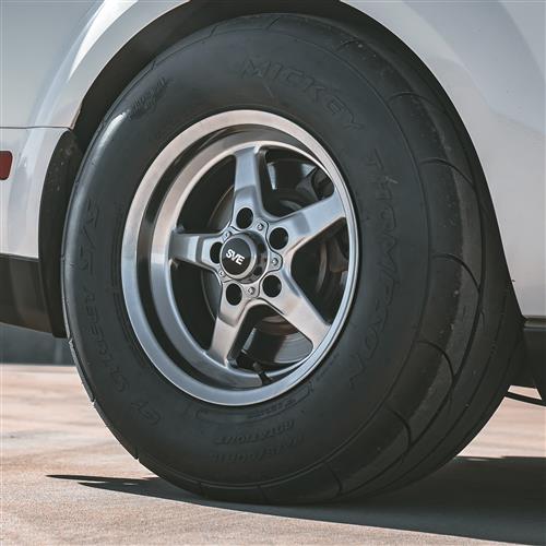 2005-14 Mustang SVE Drag "Classic" Wheel & M/T Tire Kit - 17x4.5 / 15x10 - Dark Stainless 