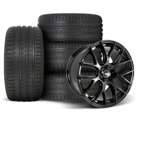 SVE Mustang Drift Wheel & Tire Kit - 18x9/10 - Gloss Black (94-04) Sumitomo HTR Z5