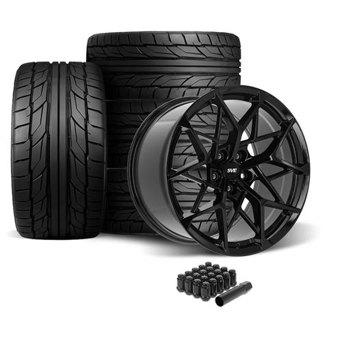   八角形ボウル 351 SVE Mustang MHP1 Wheel & Nitto Tire Kit - 19x10 - Gloss Black (05-14)