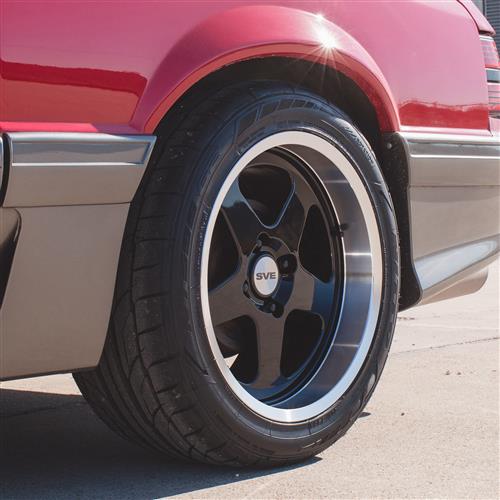Mustang SVE Saleen SC Style Wheel Kit - 17x8/9 - Black w/ Machined Lip | 79-93