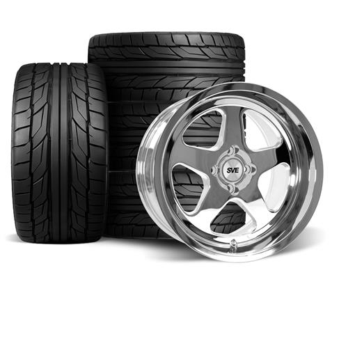 SVE Mustang Saleen SC Style Wheel & Tire Kit - 17x8/10 - Chrome (79-93) Nitto NT555 G2