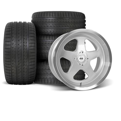 Mustang SVE Saleen SC Style Wheel & Tire Kit - 17x8/10 - Silver - Deep Dish | 79-93