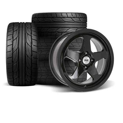 1979-93 Mustang SVE Saleen SC Style Wheel & Tire Kit - 17x8/9 - Gloss Black - NT555 G2 Tires