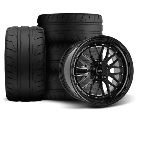 SVE Mustang Series 1 Wheel & Tire Kit - 18x9/10 - Gloss Black (94-04) Nitto NT05