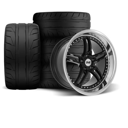 SVE Mustang Series 2 Wheel & Tire Kit 18x9/10 Black w/ Machined Lip (9404) Nitto NT05