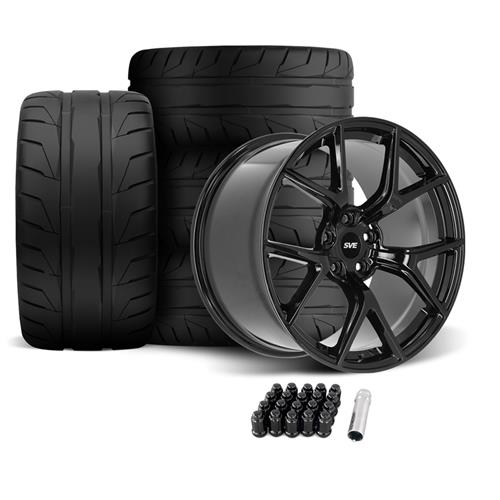 Mustang SVE SP2 19x10/11 Wheel/Nitto Tire Kit - Gloss Black | 05-14