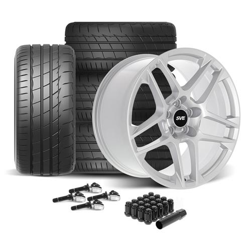 SVE Mustang X500 Wheel & Firestone Kit - 19x10/11 - Silver (15-23)