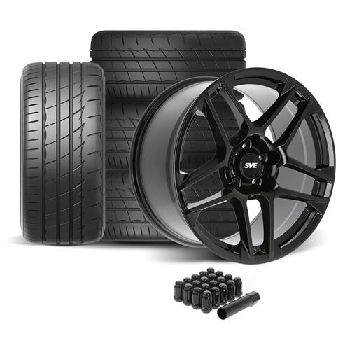 SVE Mustang X500 Wheel & Firestone Kit - 19x10 - Gloss Black (05-14)