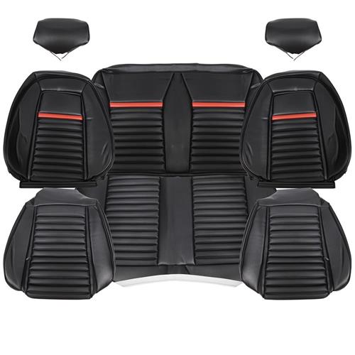 1992-93 Mustang TMI Mach 1 Sport Seat Upholstery - Vinyl  - Black/Red Coupe