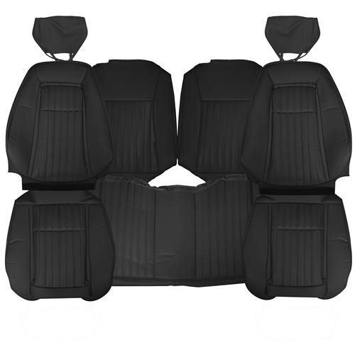 Black Made by TMI 1968 Mustang Front & Rear Seat Upholstery With Headrests