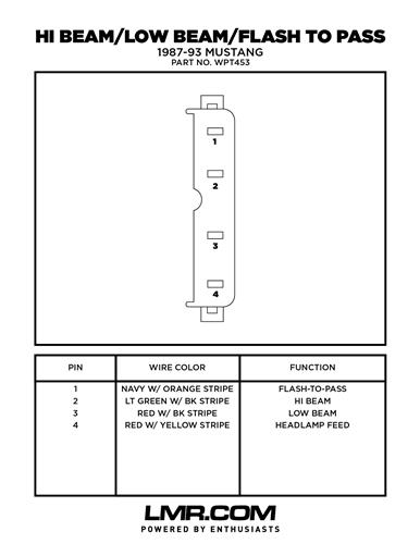 Mustang Multifunction 4 Pin Switch Wiring Harness Pigtail ...