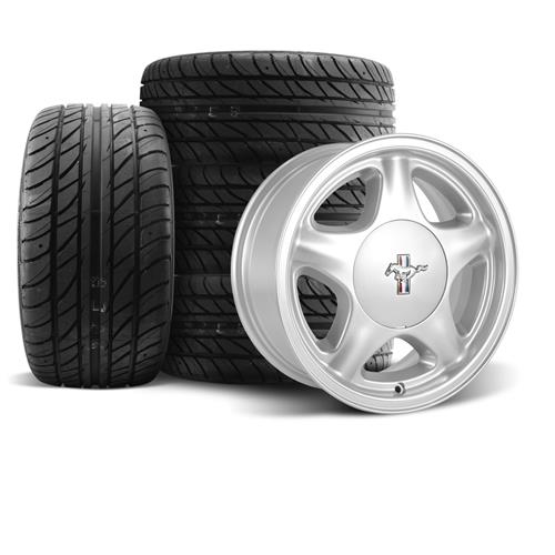 Mustang Pony Wheel & Tire Kit - 16x7 - Silver (79-93) Ohtsu FP7000