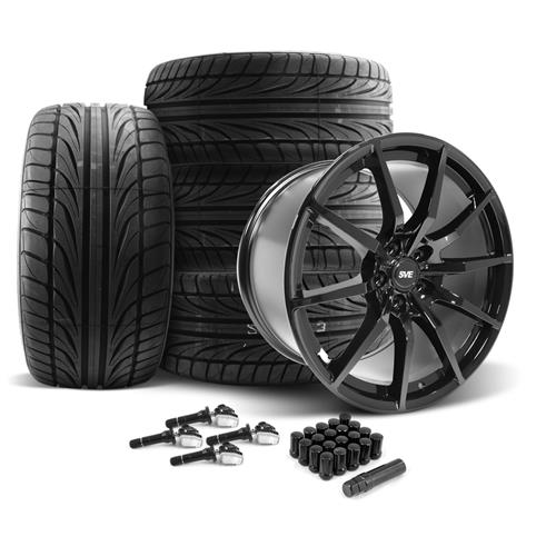 2015-21 Mustang SVE S350 Wheel & Tire Kit - 19x10 - Gloss Black Ohtsu FP8000
