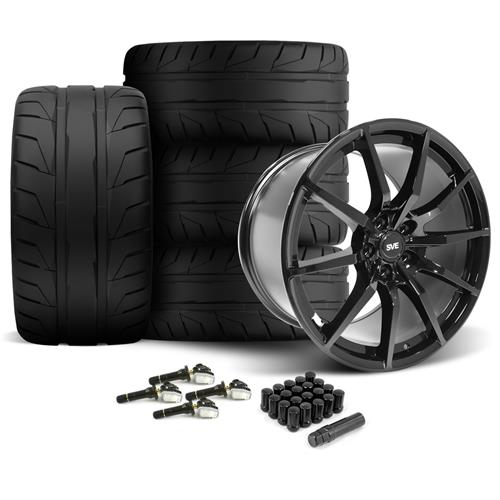 2015-23 Mustang SVE S350 Wheel & Nitto NT05 Tire Kit - 19x10/11 - Gloss Black