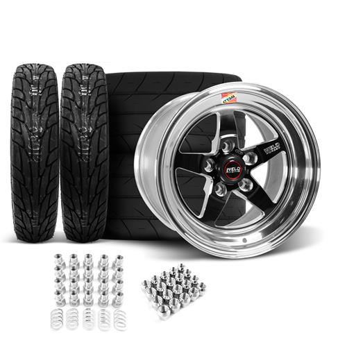 Weld Mustang RT-S Wheel & Tire Kit - 17x5/15x10 Black (94-04) Mickey ...